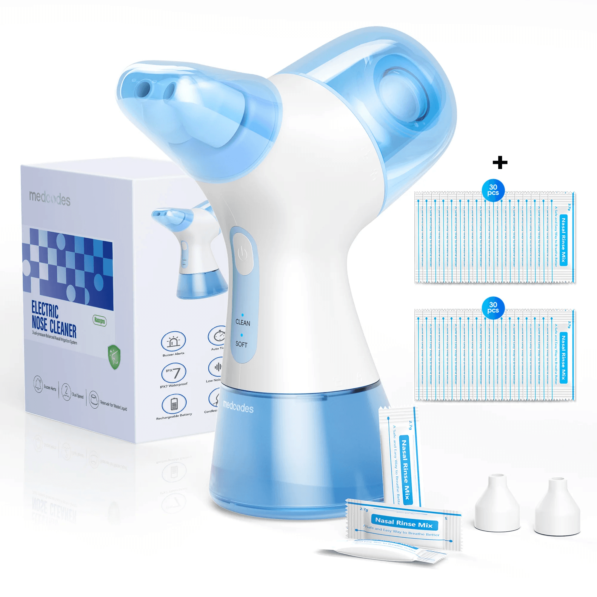 Irrigador Nasal Elétrico + 30 Pacotes de Sal