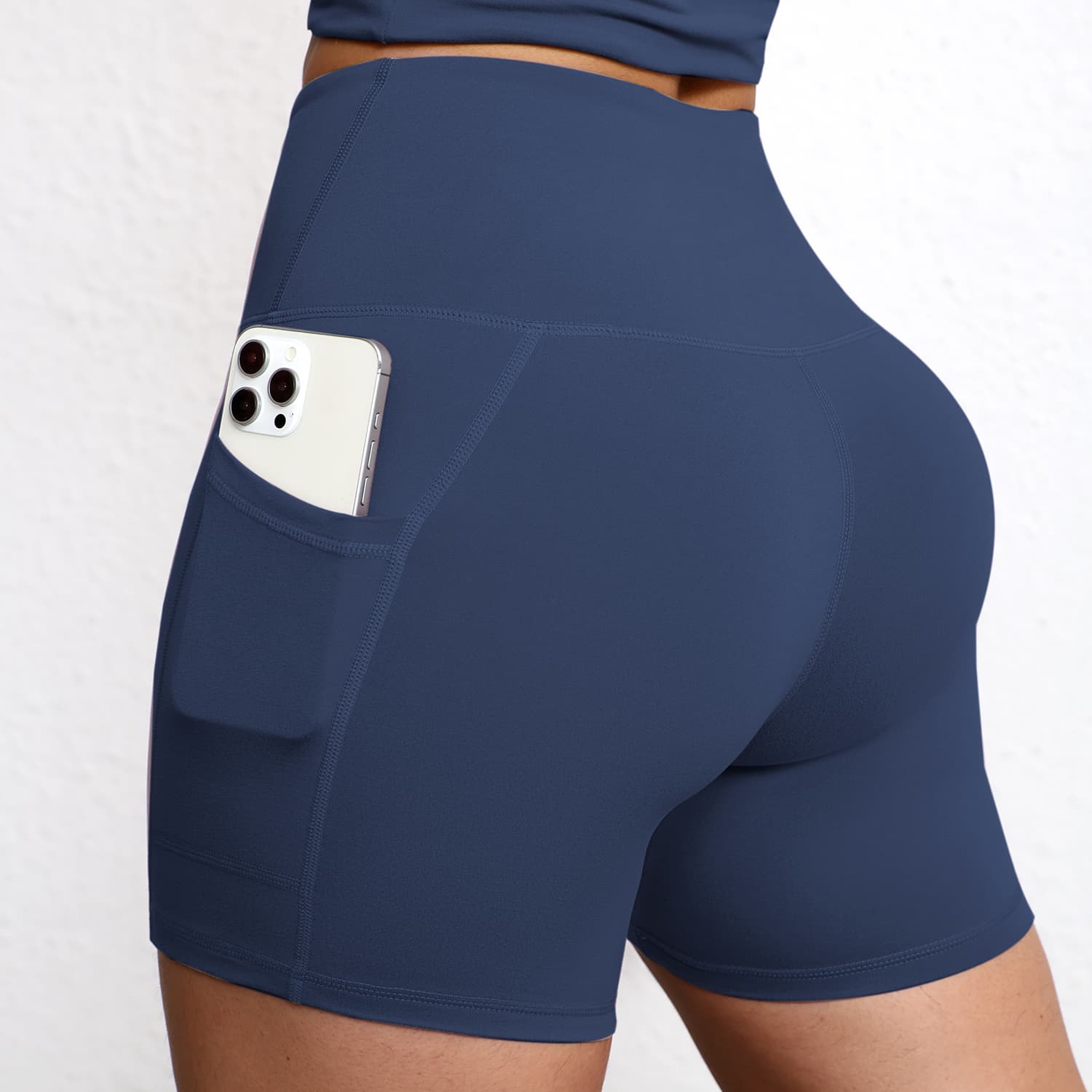 Shorts Fitness Feminino Cintura Alta com Bolso
